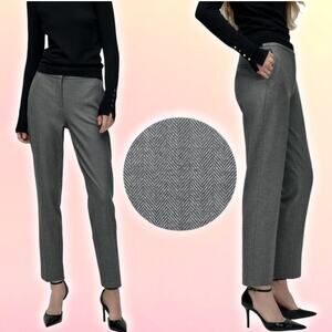 NWT ZARA Herringbone Ankle Length Trousers W/ Rear Elastic Waistband Sz Medium